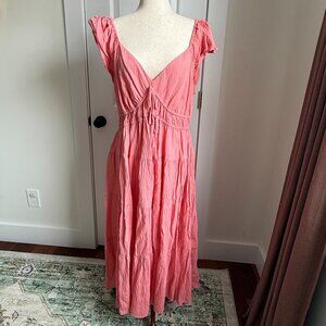 Eloquii Ruffled Peachy Pink Maxi Dress Size 18